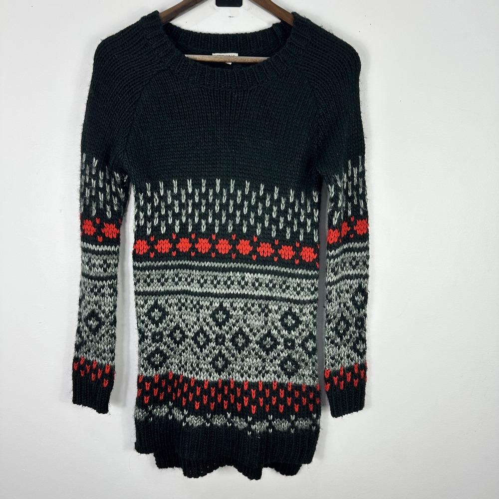 Merona Sweater Womens‎ XS Nordic Fair Isle Birdseye Knit Cottage Ski Indie Tunic